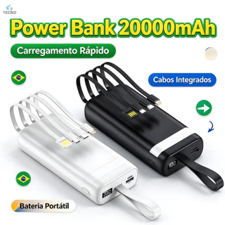 Power Bank Universal de 20.000mAh Carregador Portátil para Android e iOS, Inclui Lanterna Integrada