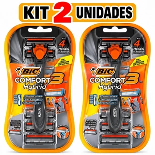 Kit 02 Aparelho de Barbear Bic Comfort 3 Hybrid 2 Aparelho + 12 Cartuchos (X6 Embalagens)