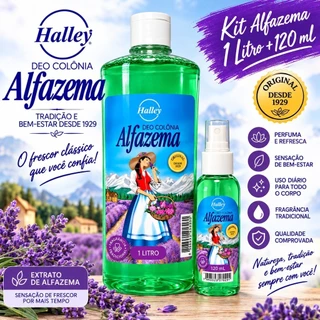 Alfazema Halley 1 Litro Original Deo Colônia 500ml e Spray 120ml