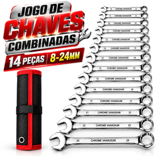 Jogo Chave Combinada Boca Estrela 12/14 Peças Profissional combinação de aço carbono Chave fixa