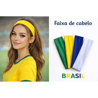 Faixa de Cabelo Brasil – Verde, Amarelo, Azul e Branco | Copa do Mundo, Torcida, Academia e Dia a Dia em Oferta na Shopee