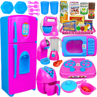 Kit Cozinha Brinquedo Infantil Completo Geladeira Fogão Comidinhas Eletrodomésticos em Oferta na Shopee
