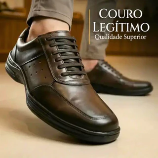 Sapato Masculino Couro Legítimo Casual Confortável para Trabalho