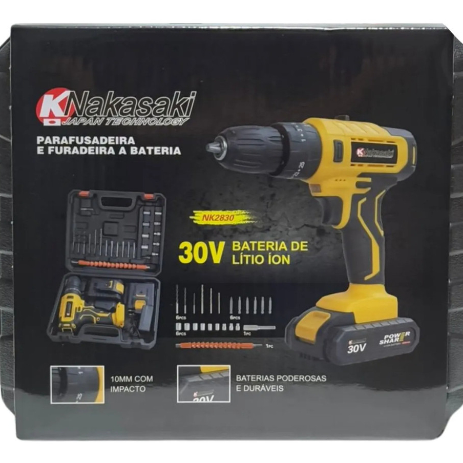 なぎ　2点セット Parafusadeira Furadeira De Impacto 30v Nakasaki C/2 Baterias