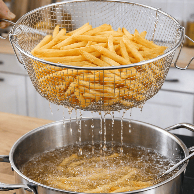 Cesto Para Fritura 22cm Ou 26cm Reforçado Com Pegador Inox F