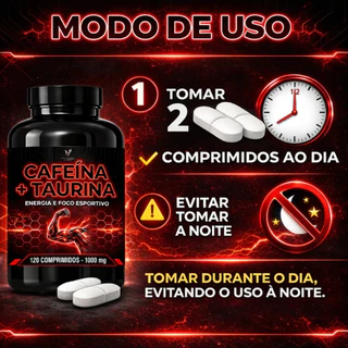 Cafeína Termogênico ORIGINAL Pré Treino com Taurina 120 Comprimidos - POTE PARA 60 DIAS USO