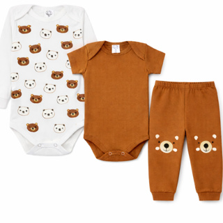 Kit body Bebê 3 peças, Manga Longa, Manga Curta E Calça Roupas de Bebê, Conjunto do Bebê em Oferta na Shopee