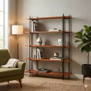 Estante Aberta Industrial C/ 5 Prateleira Em Madeira Maciça Corredor Cozinha Sala De Estar Decoração em Oferta na Shopee