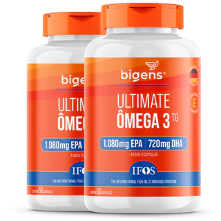 Kit 2x Ultimate Ômega 3 TG, Selo IFOS, 1.080mg EPA + 720mg DHA, 60 caps, Bigens