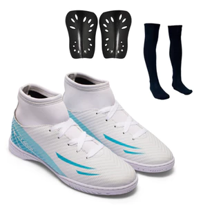 Chuteira Futsal UZ 2000 Botinha Cano Alto Adulto Uzze Sport Lançamento + Meião Caneleira