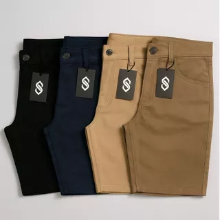 Kit 4 Bermudas Sarja Masculina Brim 36 Ao 46 Lisa