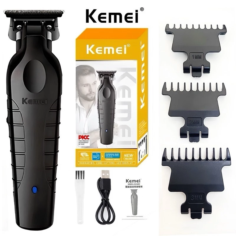 Máquina de Acabamento Profissional Kemei KM-2299 Aparador Elétrico Recarregável Bivolt para Barbeiro - Oferta Relâmpago