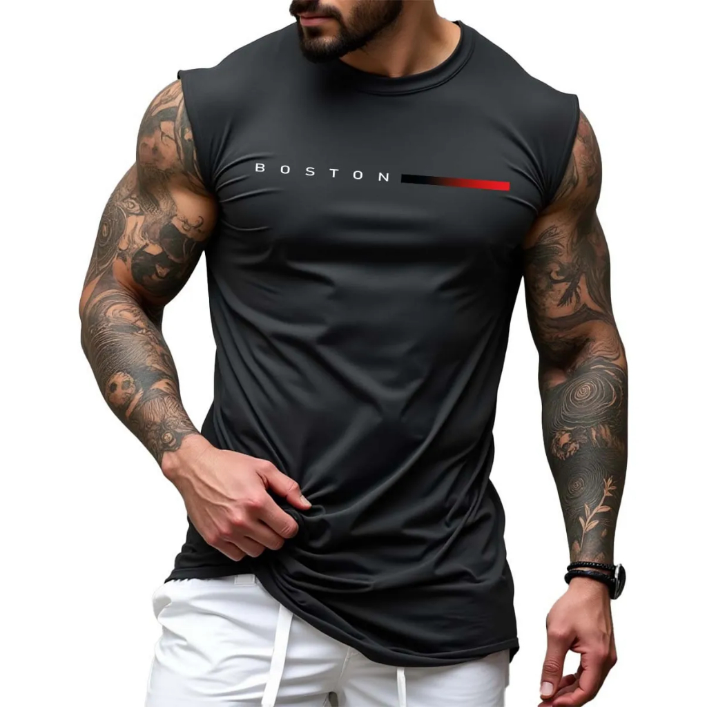 Regata Boston Camiseta Cavada Algodão Premium Moda Oversized Machao