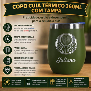 Copo cuia Palmeiras 360 ml Termico Personalizado a Laser
