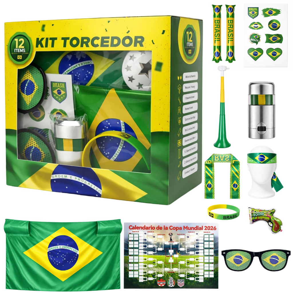 6/10/20 KIT TORCEDOR Bandeira Copa 2026 Adesivo Trompete Pintura