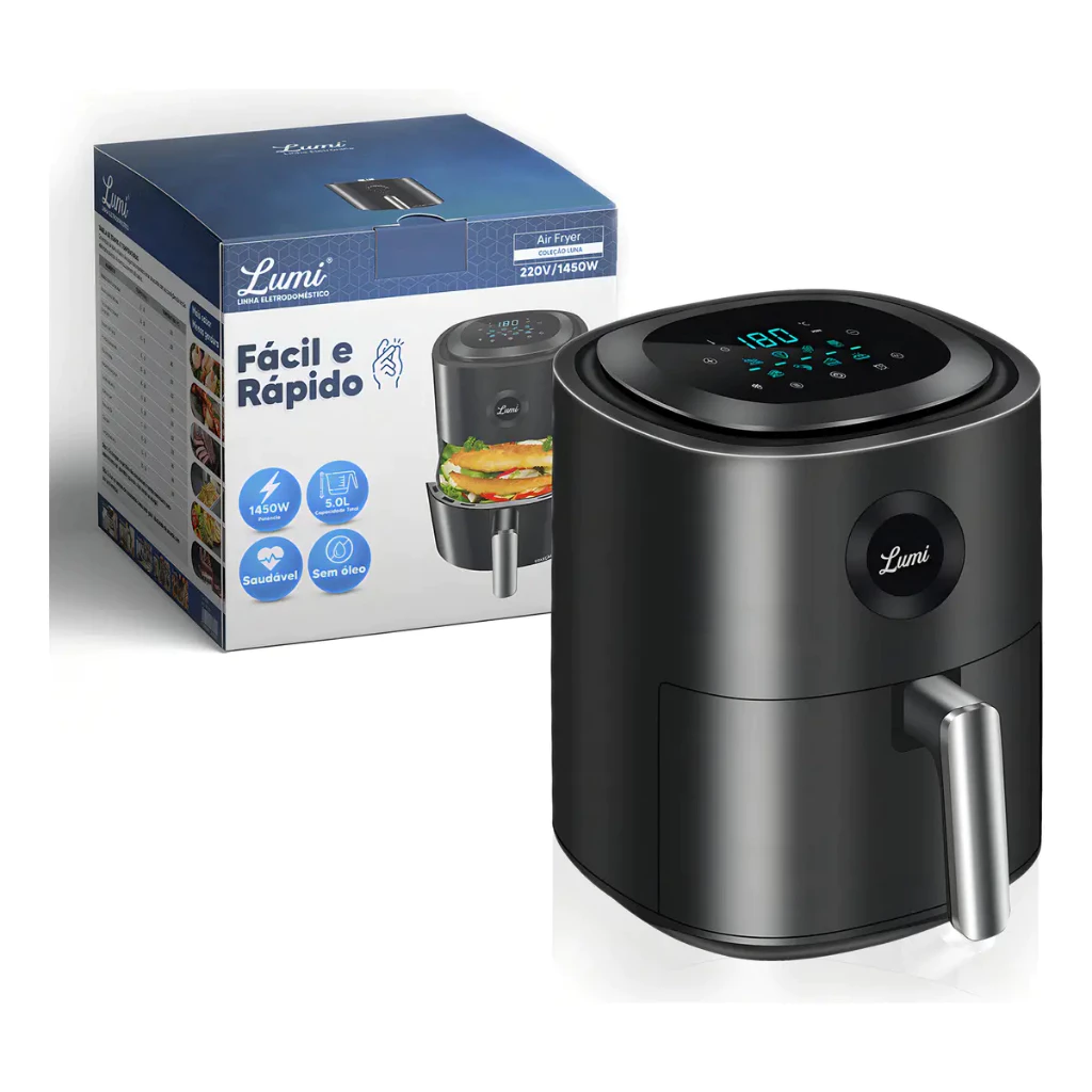Fritadeira Sem Oleo Air Fryer Facil E Rapido 5 Litros 1450w Rfe 7104 Coleção Crystal Lumi