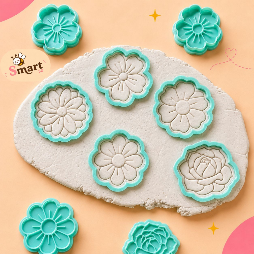 KIT 5 Cortador marcador de biscoito/bolacha flores florzinha