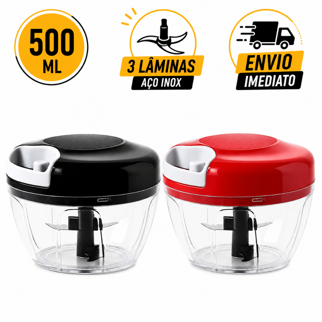 Kit 4 Unidades Triturador Manual 500ml Processador Alho Cebo