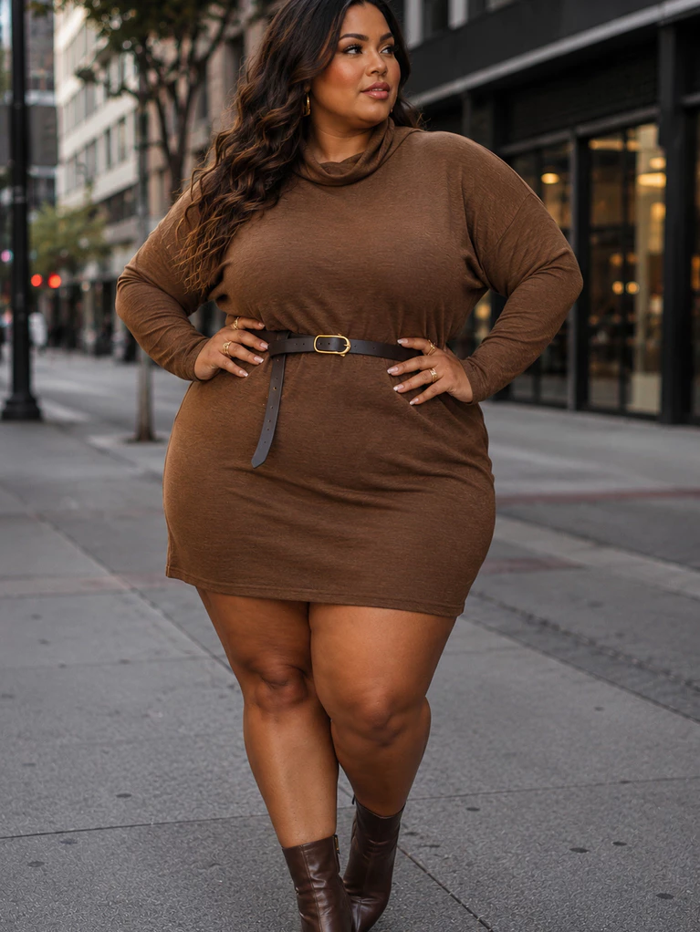 Vestido Plus Size Moda Gringa Tamanho Grande Tendencia de Inverno Poncho Lanzinha