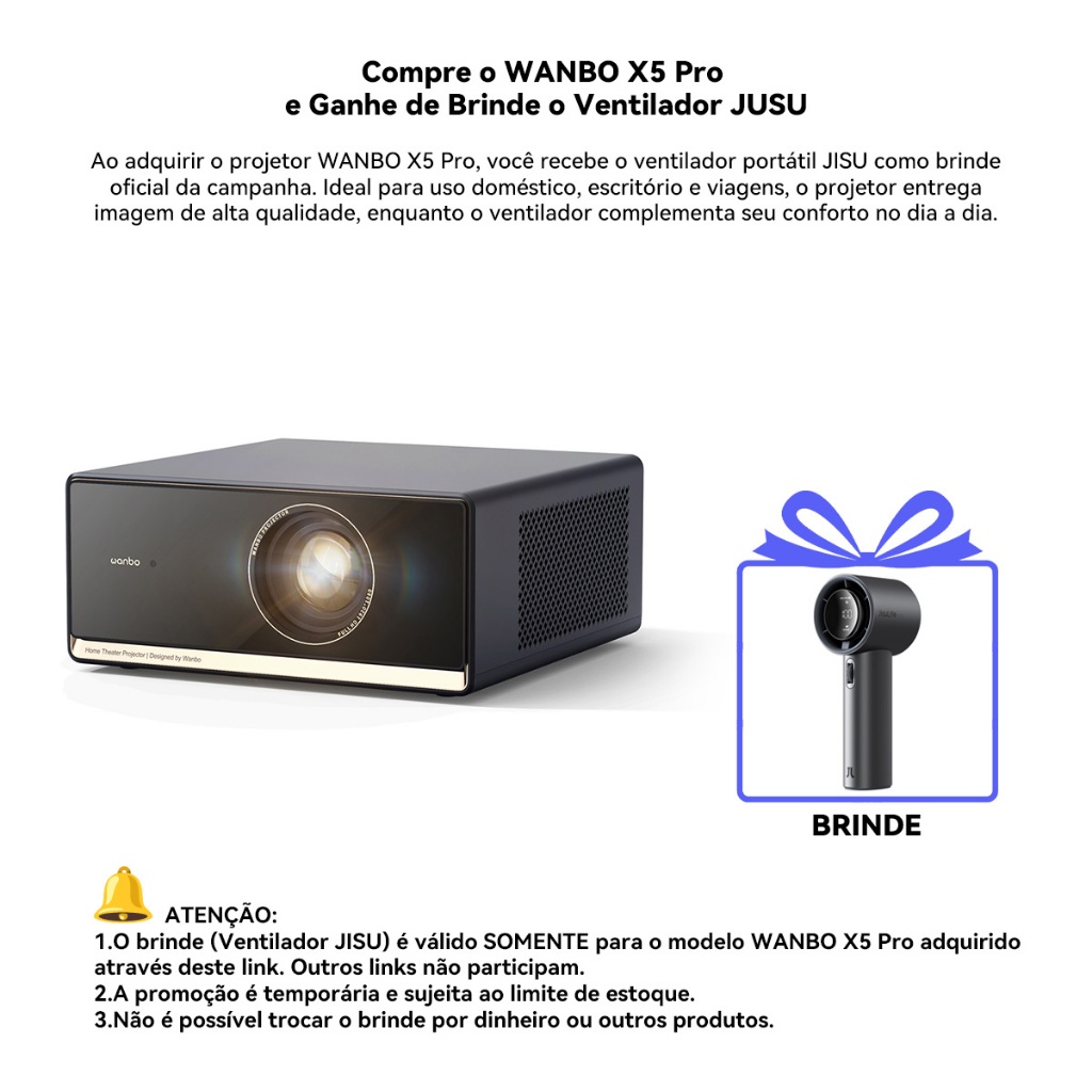 NEW] Projetor Inteligente 4K Wanbo X5 Pro Netflix Oficial 1100