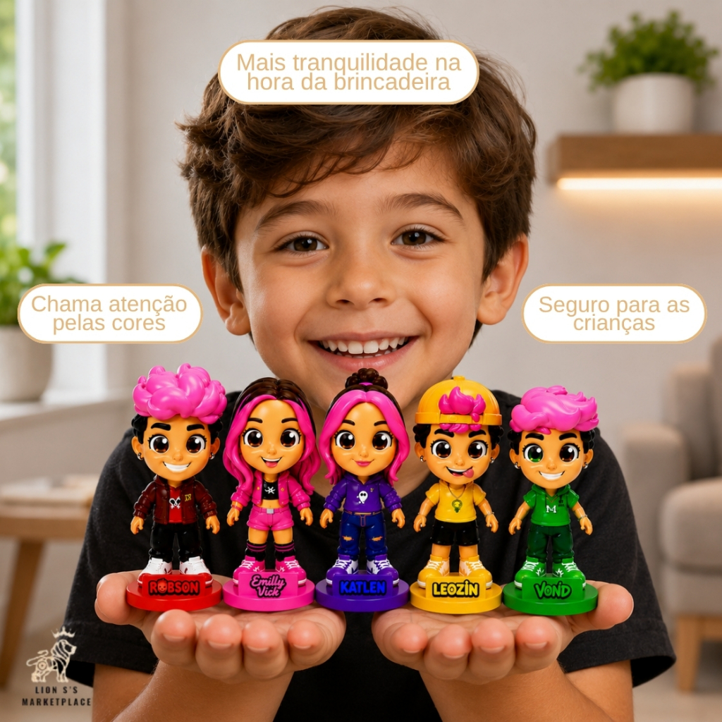 Kit Tropa dos Rosa C/5 Bonecos Emily Vick, Void, Katlen, Robson