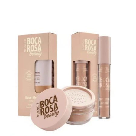 Conjunto de maquiagem Boca Rosa com 3 peças