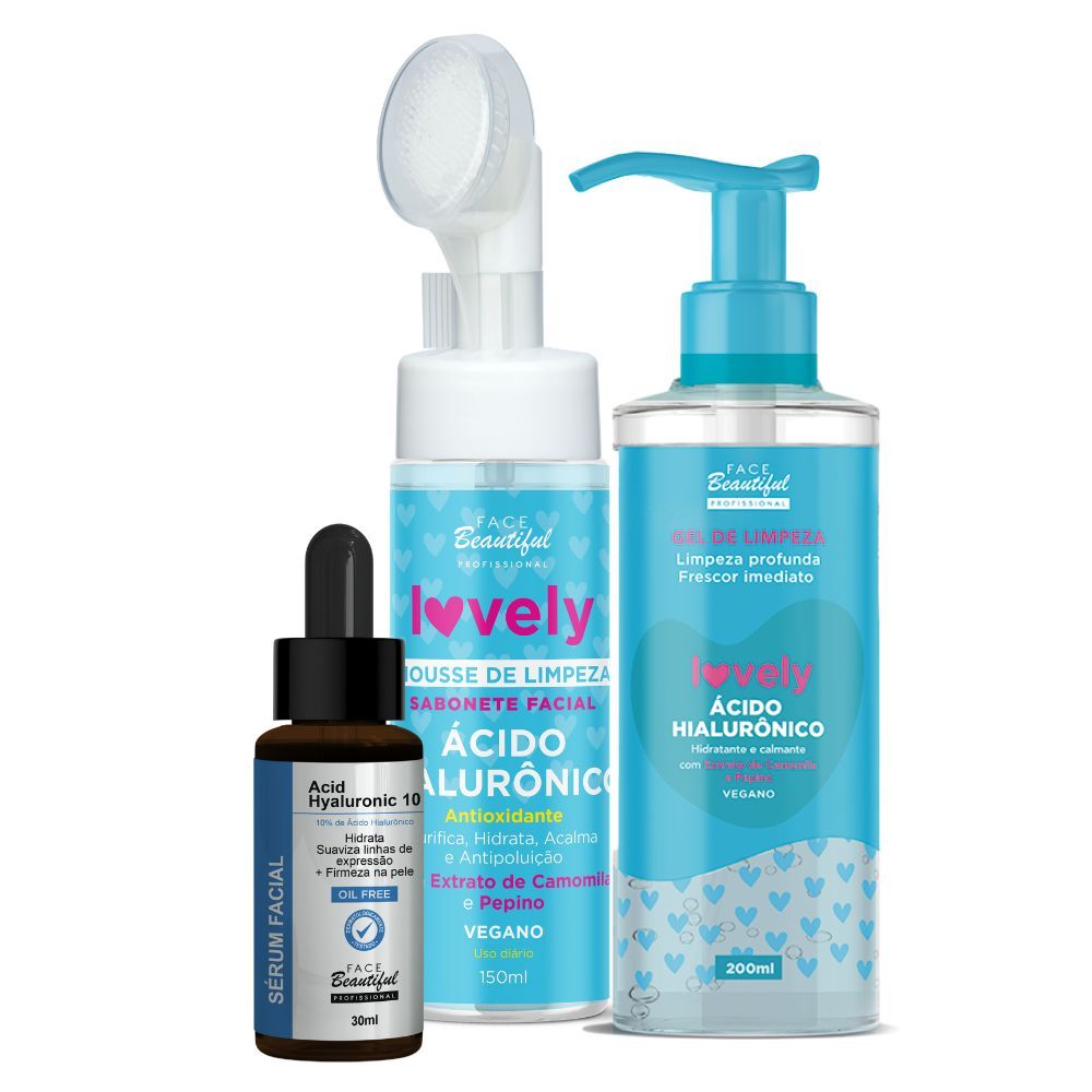 Kit Skincare Completo Lovely Mousse Gel de Limpeza e Sérum Facial