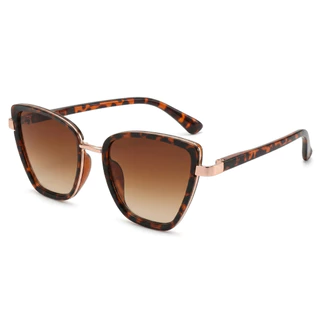 Óculos Solar Feminino Gatinho UV400 Lente Degradê Tartaruga Haste Metal Premium Tendencia Verao 2026