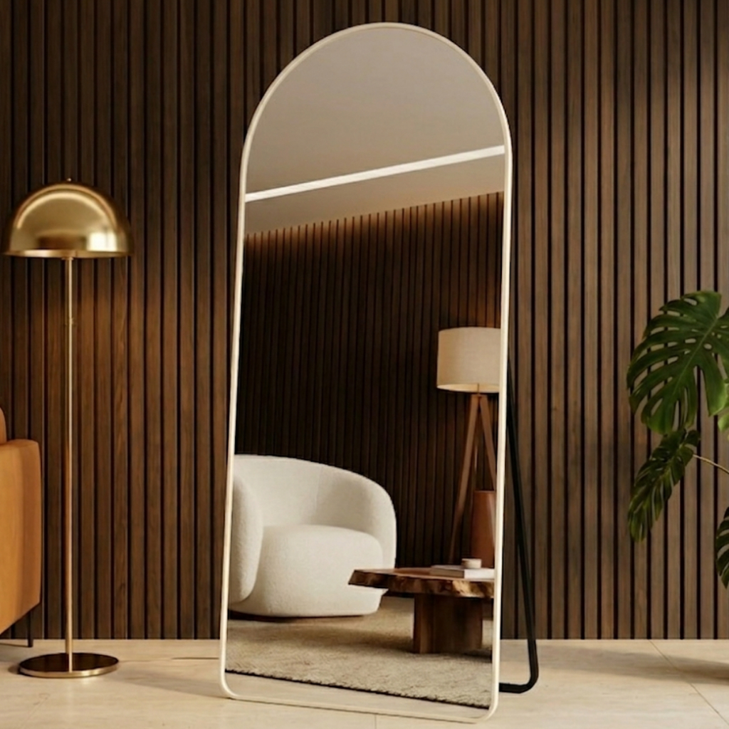 Espelho Oval de Corpo Inteiro com Suporte