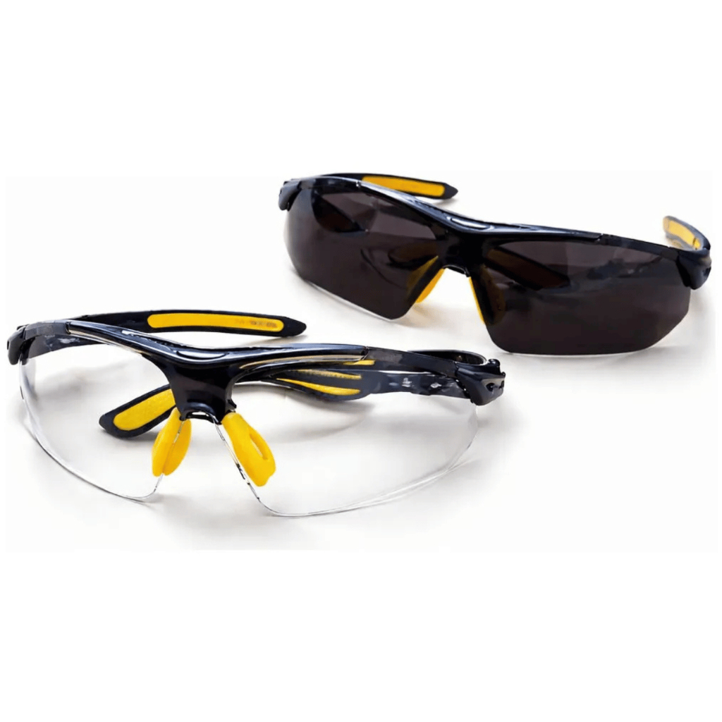Kit 2 Óculos de Proteção Anti Risco EPI Transparente e Fumê para Trabalho Esporte Lazer