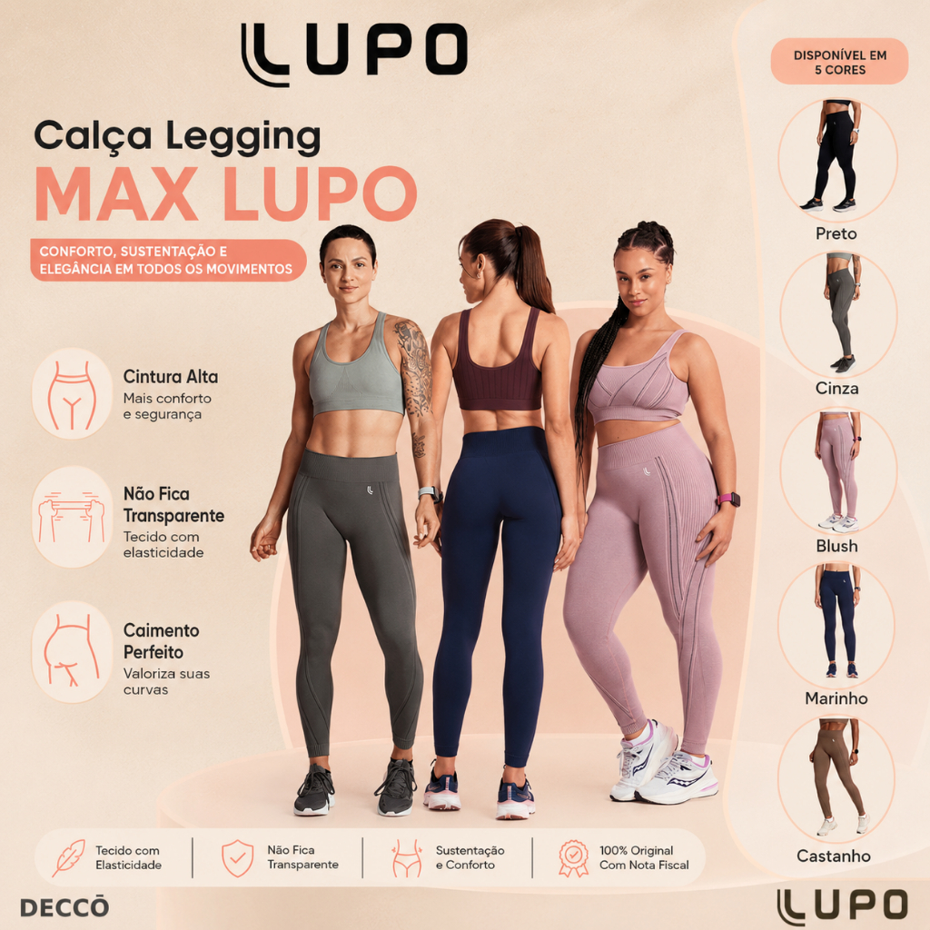 Legging Lupo Sport Max Seamless Dry: Alta Performance p Treino