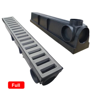 ralo linear modular 8x200cm grelha + coletor garagem, área externa ( 4 peças de 50cm ) RR GRELHAS