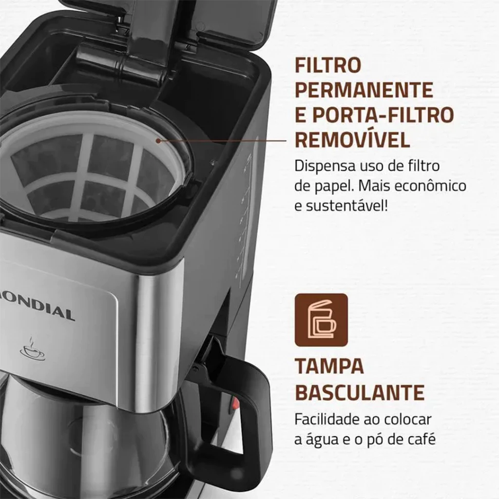 Visão geral do design e acabamento inox Mondial