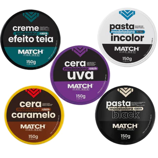 Pomada 4x Modeladora Capilar Match ForMen Incolor, Black, Efeito Teia e Caramelito
