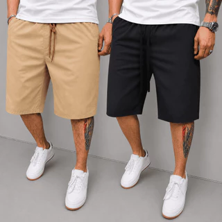 Bermuda Sarja Masculina Premium Slim Fit com Elastano Confortável Casual Cores Preta Bege Gelo Marrom