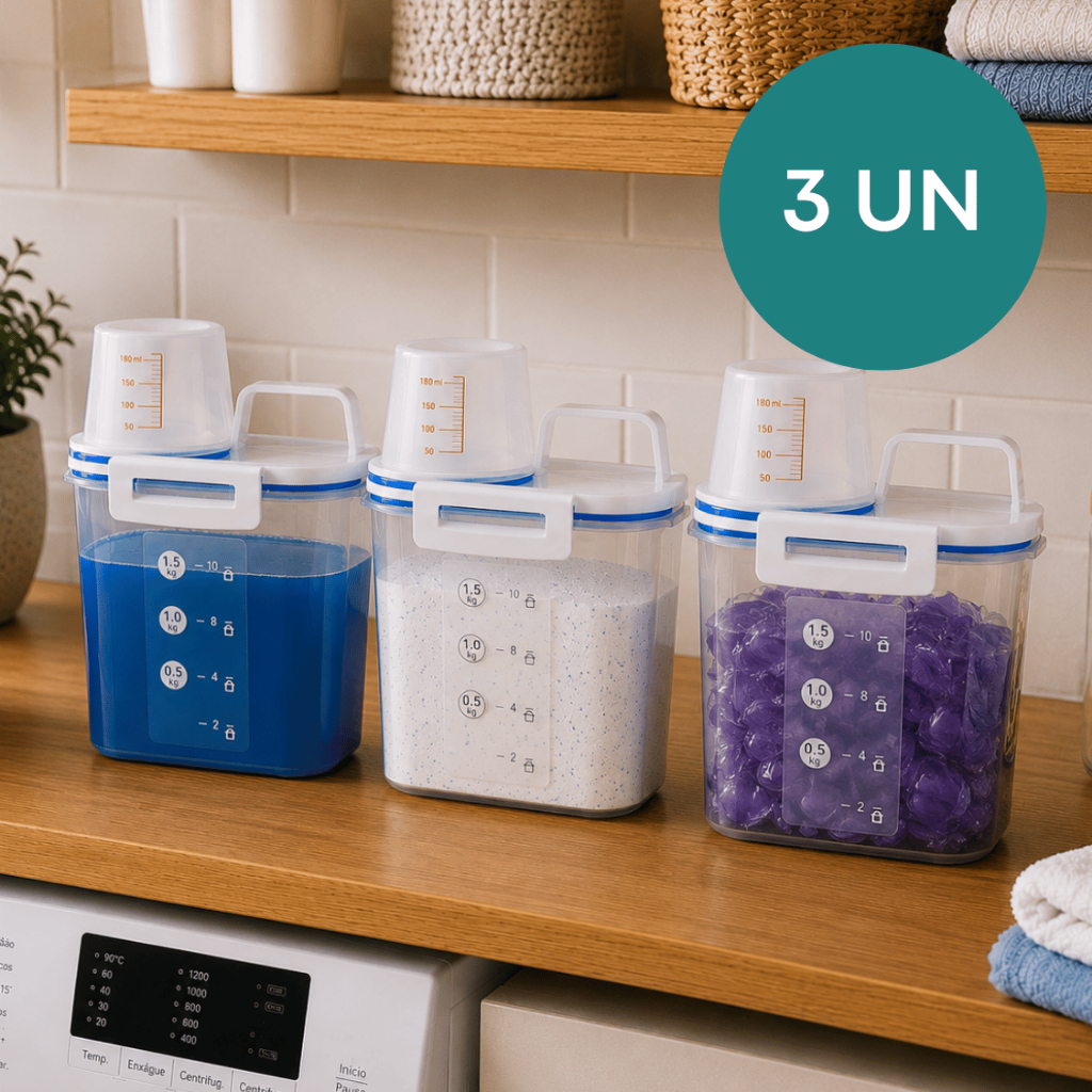 Kit 3 Potes Herméticos 1,5 L com Bico Dosador