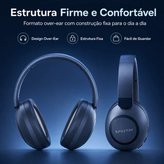 Fone de Ouvido Gamer SPOETRY T580 Bluetooth - Leve e Dobrável CONFORTO INCRÍVEL Mic Anti-Ruído - Perfeito para Jogos