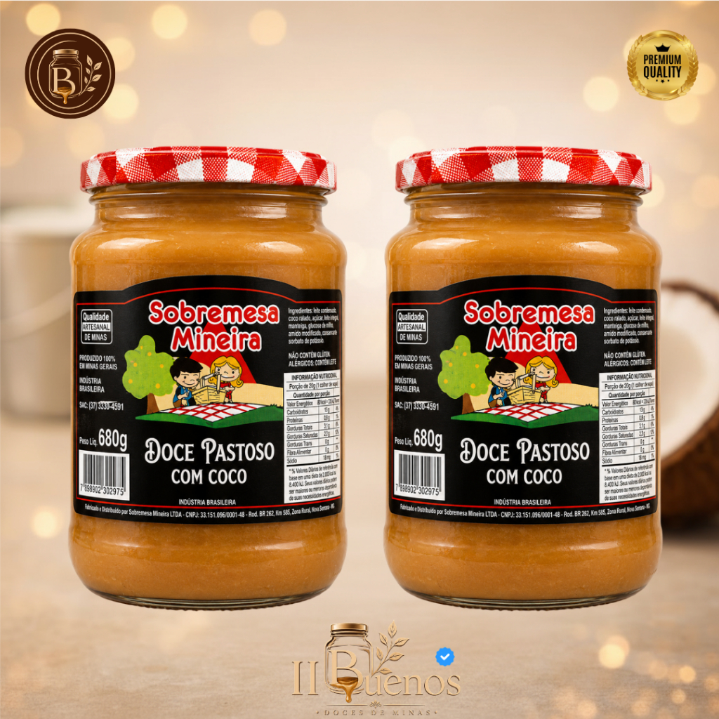 Doce de Leite com Coco Cremoso 680g Sobremesa Mineira Pote de Vidro ...