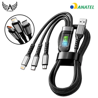 Cabo 3 em 1 Carregador Turbo 100W Tipo C Micro USB Lightning Carregamento Rápido