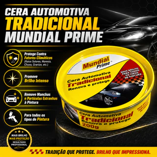 Cera Automotiva Tradicional 200g Mundial Prime Protege dá Brilho e Renova