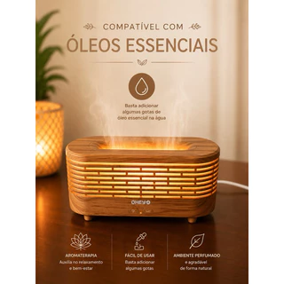 Difusor Aromatizador de ambiente com Efeito de Chamas em LED + Umidificador 120ml