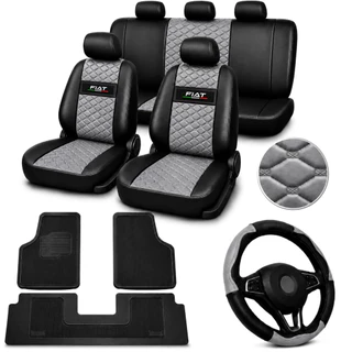 Kit Capa Couro Banco Carro Fiat Uno, Palio E Siena + tapete de carro + capa de volante fiat