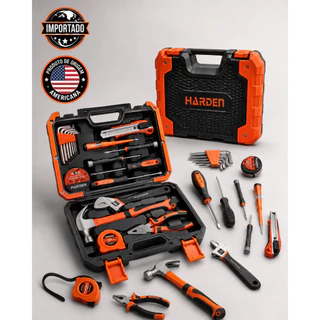 Jogo de Ferramentas HARDEN Kit com 18 Peças Marca Americana Resistente e Qualidade Superior Martelo Trena Chaves