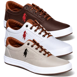 Kit 3 pares de tenis masculino Casual da polo Open original Confortável Cores variadas