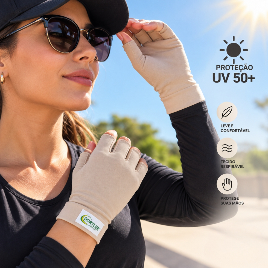 Luva Meio Dedo Curta Proteção Solar UV50+ Dortler Confortável Premiun Moto Bike Pesca