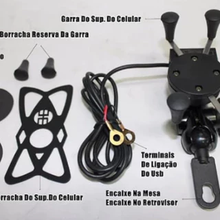 Suporte de Celular para Moto com Carregador Usb - KAP-C020/ley-1601