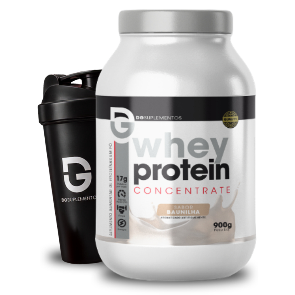 Kit Whey Protein Concentrate 900g + Coqueteleira 600ml - DG Labs