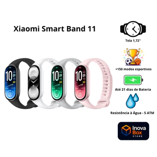 Relógio Smartwatch Xiaomi Smart Band 11 AMOLED 1,72" 1500 Nits 5ATM Bluetooth 5.4 Monitor Cardíaco