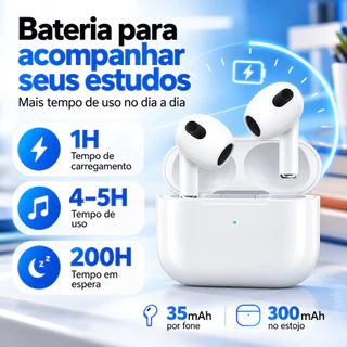 Fone de Ouvido Bluetooth 5.3 PRO 4 TWS Sem Fio para Estudo Faculdade Aulas Online Semi In Ear