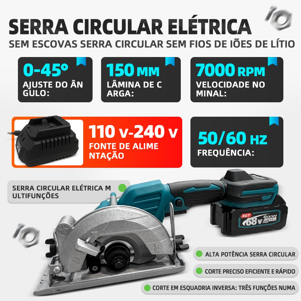 68mh 61Lsv セット　美品 68V Kit Ferramentas 5 em 1 Parafusadeira Martelo Perfurador Chave